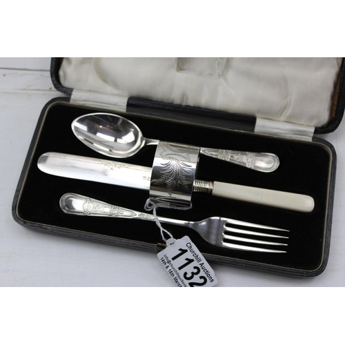 1132 - A boxed silver plated cutlery set in box with napkin ring