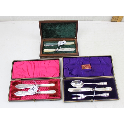 1136 - 3 boxed silver plated cutlery sets