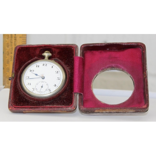 1147 - A silver mounted easel pocket watch stand, Birmingham c.1900 (mark rubbed) by Horton & Allday, with ... 