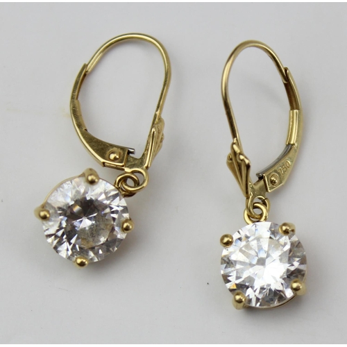 1224 - A pair of 18ct gold and white stone earrings, approx 3.41g gross weight