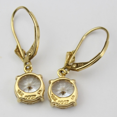 1224 - A pair of 18ct gold and white stone earrings, approx 3.41g gross weight