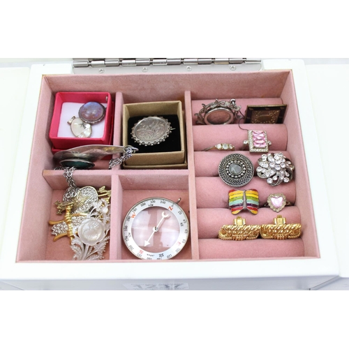 1237 - A large white painted jewellery chest and contents and a large box of assorted costume jewellery