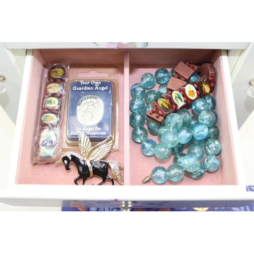 1237 - A large white painted jewellery chest and contents and a large box of assorted costume jewellery