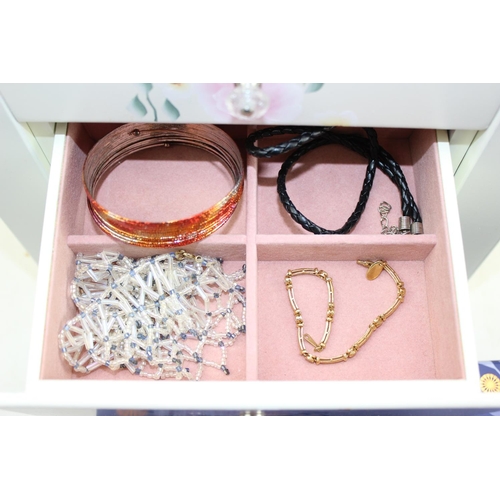 1237 - A large white painted jewellery chest and contents and a large box of assorted costume jewellery