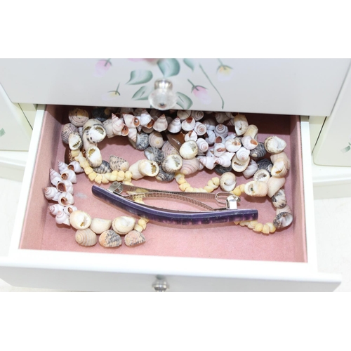 1237 - A large white painted jewellery chest and contents and a large box of assorted costume jewellery