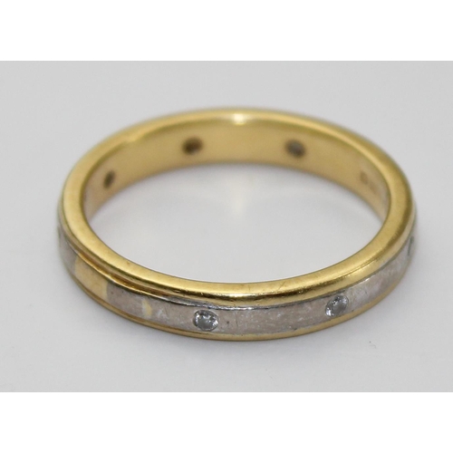 1240 - 18ct two-tone gold eternity band ring set with diamonds, approx size M, approx 4.44g gross weight