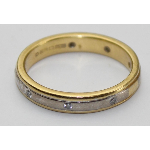 1240 - 18ct two-tone gold eternity band ring set with diamonds, approx size M, approx 4.44g gross weight