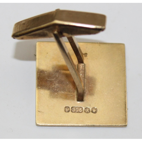 1245 - A 9ct gold cufflink, approx 5.37g gross and a 9ct gold cased Garrard watch, approx 7.71g gross (with... 