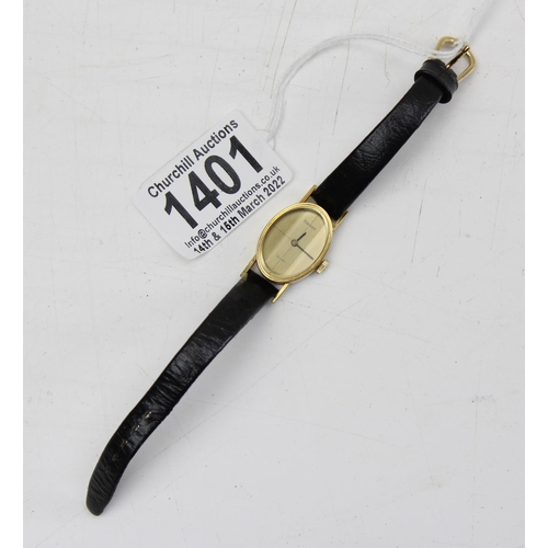 1401 - A ladies gold plated Tissot Sari wristwatch with leather strap - This lot is being sold on behalf of... 