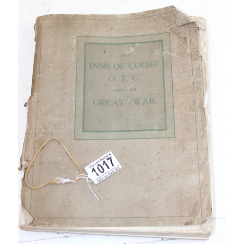 1017 - A WW1 period Inns of Court OTC during the Great War book including a list of all graduates