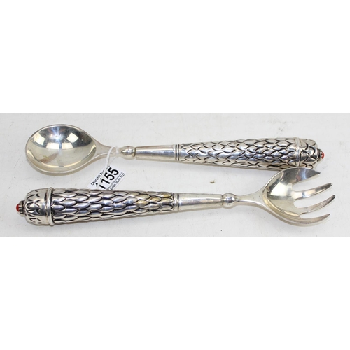 1155 - A pair of white metal salad servers