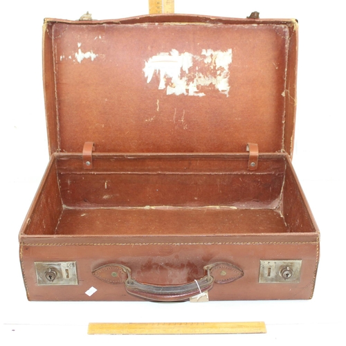 287 - Vintage 1940’s leather suitcase by Shadick of Gravesend.