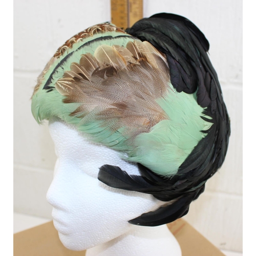 208 - A vintage colourful feather hat in Madame Beatrice Taylor box