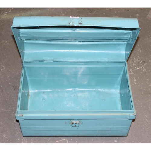 289 - Vintage blue painted metal trunk