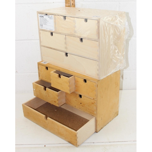 290 - 2 Ikea Moppe wooden table top storage boxes