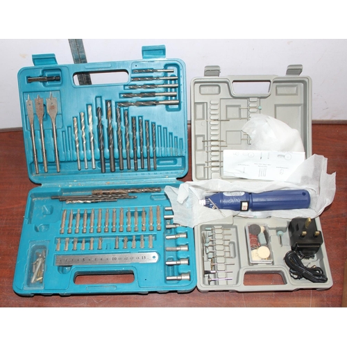 890 - 3 boxed tools, engraver, socket set, drill set