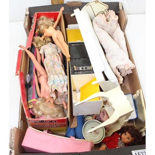 1532 - Box of assorted vintage dolls and accessories etc