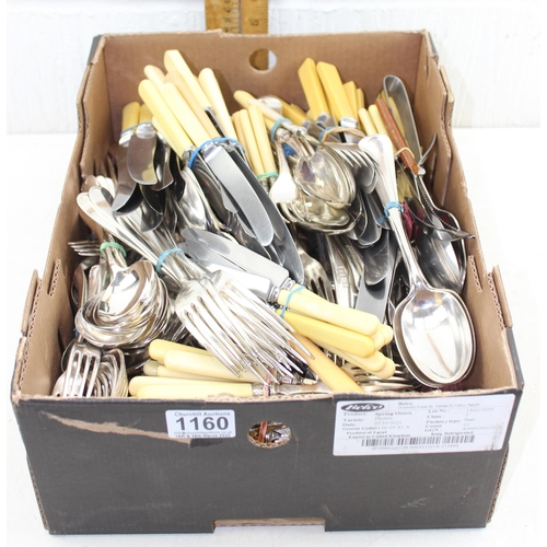 1160 - A huge qty of assorted antique and later silver plated and other cutlery, some in sets