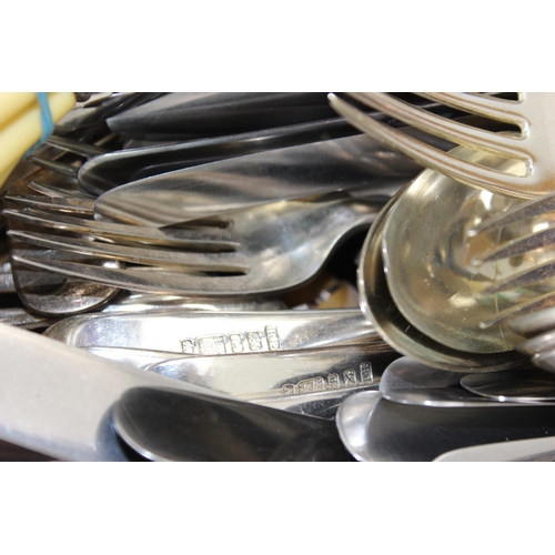 1160 - A huge qty of assorted antique and later silver plated and other cutlery, some in sets