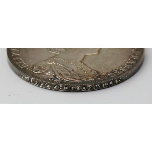 1307 - A silver National Trust Medallion named to Audrey Spencer Willis, approx 25.25g gross, in original R... 