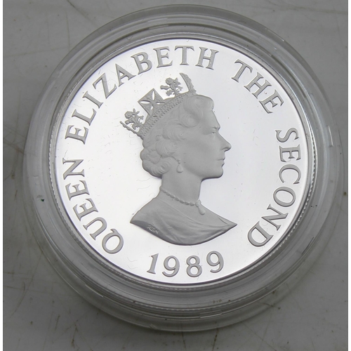 1314 - Alderney Piedfort silver proof 1989 Royal Visit £2 coin in box with paperwork