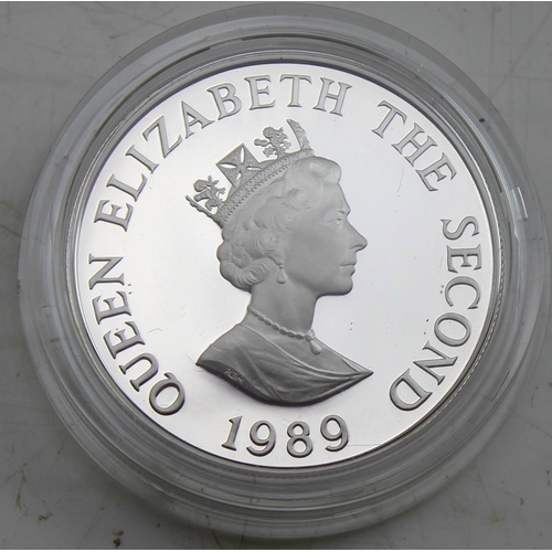 1315 - Alderney Piedfort silver proof 1989 Royal Visit £2 coin in box with paperwork