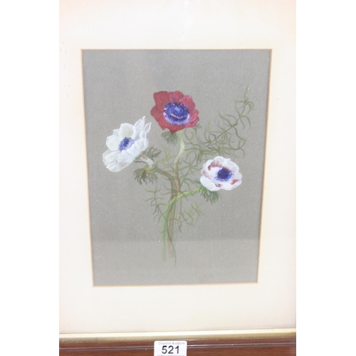 521 - A pair of early 20th century floral watercolour in oak frames, unsigned