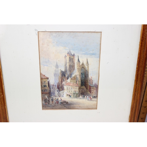 522 - 2 excellent quality antique watercolours, Ghent & Calais, Calais initialled E.G. 1866, the other lik... 