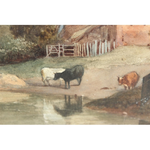 523 - An excellent quality antique watercolour of cattle in a stream near Windsor, unsigned but annotated ... 