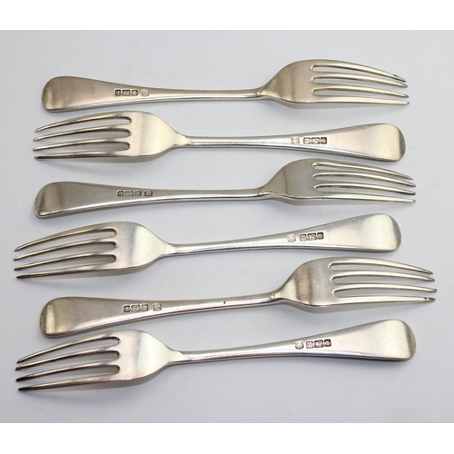 1164 - A set of 6 silver forks, Sheffield 1909 by Thomas Bradbury & Sons Ltd, approx 263g gross