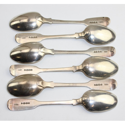 1165 - A set of 6 silver teaspoons with G initial, London 1852/3 by William Robert Smily, approx 151g gross