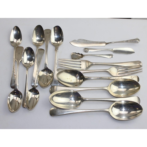 1170 - Large qty of assorted silver cutlery, various dates and makers, mainly 19th & 20th century, approx 4... 