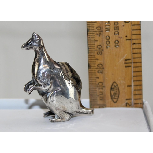 1176 - A rare silver pin cushion formed as a Kangaroo, Birmingham 1920, makers mark obscured