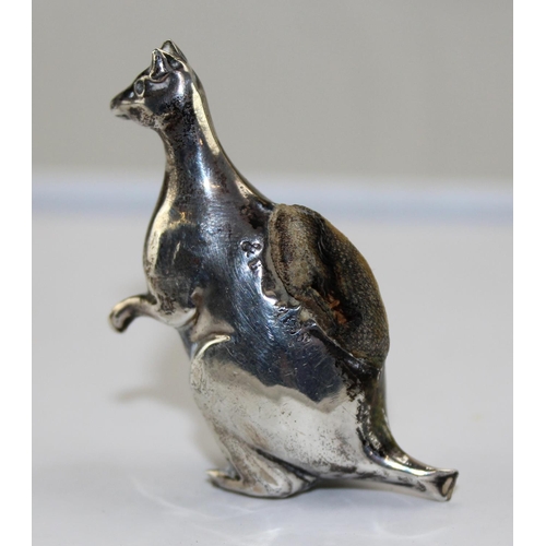 1176 - A rare silver pin cushion formed as a Kangaroo, Birmingham 1920, makers mark obscured