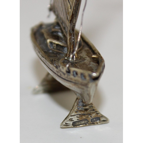 1177 - A small Italian 800 silver model of a sailing boat