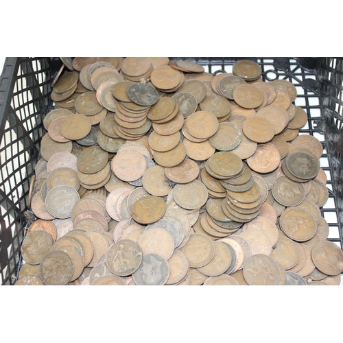 1317 - Large qty of assorted copper coins, approx 7.2kg