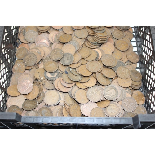 1317 - Large qty of assorted copper coins, approx 7.2kg