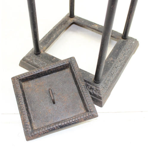 193 - An antique cast iron and painted brass stick or umbrella stand