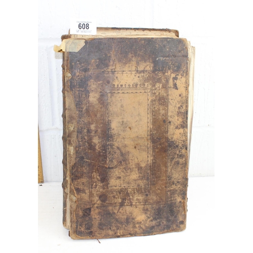 608 - The Life of Moses 1737, a large leather bound book