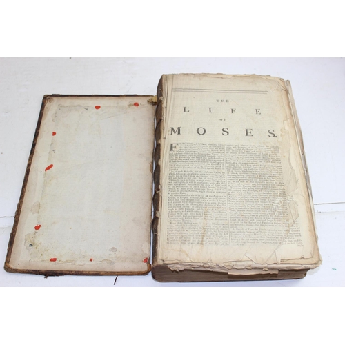 608 - The Life of Moses 1737, a large leather bound book