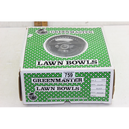 759 - Boxed set of Lawn Bowls