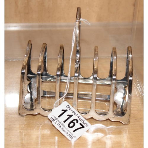 1167 - An antique 6 slice silver toast rack, Sheffield 1936 by James Dixon & Sons, approx 141g gross