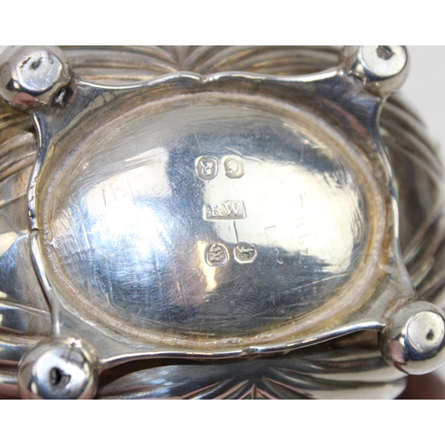 1183 - A large Georgian silver mustard pot with liner, 2 armorial crests, London 1818, approx 146.8g (witho... 