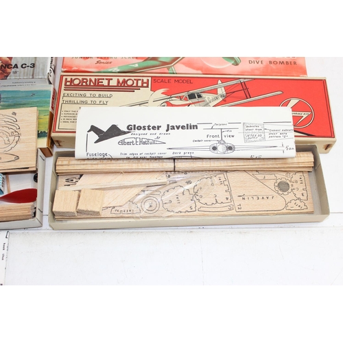 1543 - 9 assorted vintage plane model kits, Keil Kraft, Airedale, Hi-Flier & Performance Kits