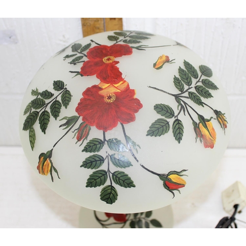 220 - A vintage style painted glass mushroom type lamp