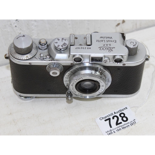 728 - Leica DRP Ernst Leitz Wetzlar Germany camera, with Elmar f=5cm 1:3.5 lens, no case