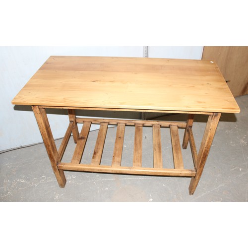 128 - Vintage stripped pine farmhouse kitchen table