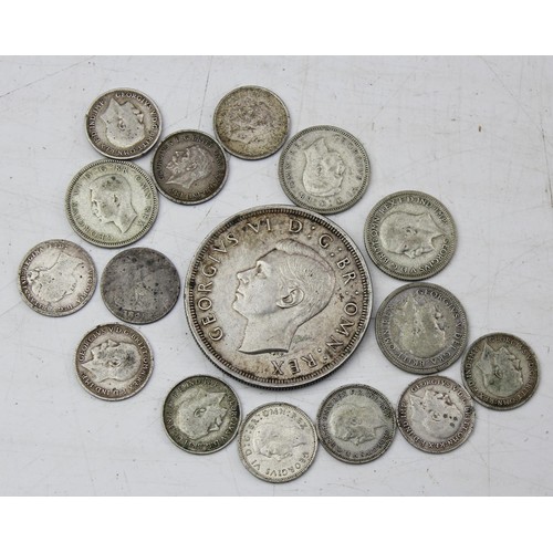 1331 - Coins - Qty of mixed silver & half silver coins, approx 54.7g gross