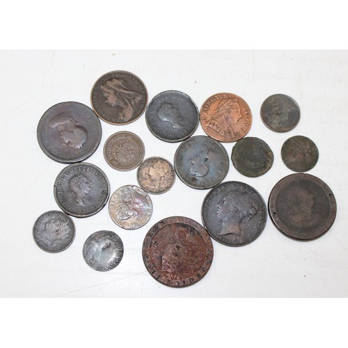 1336 - Qty of assorted antique copper coins, 18th & 19th century