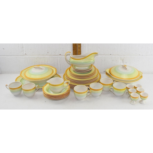 1915 - An Art Deco period bandedware 48 piece Johnson Brothers 